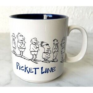 Picket Line Cartoon Pun John Lamb Artist Mug - White Purple Papel Coffee Cup